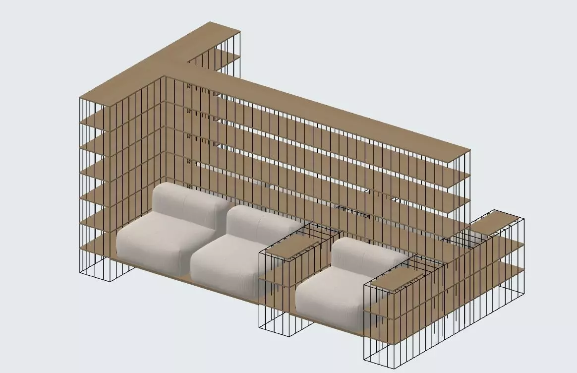 Bookshelf couch Free 3D model