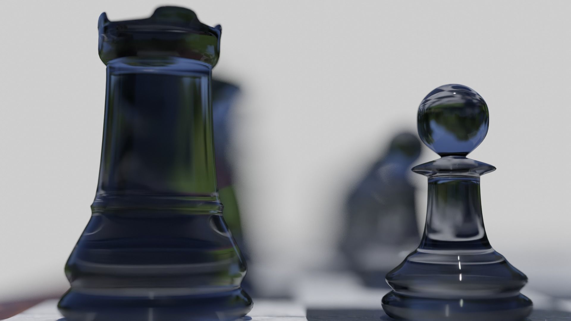 Glass Chess Set Wooden Board 3D model_2