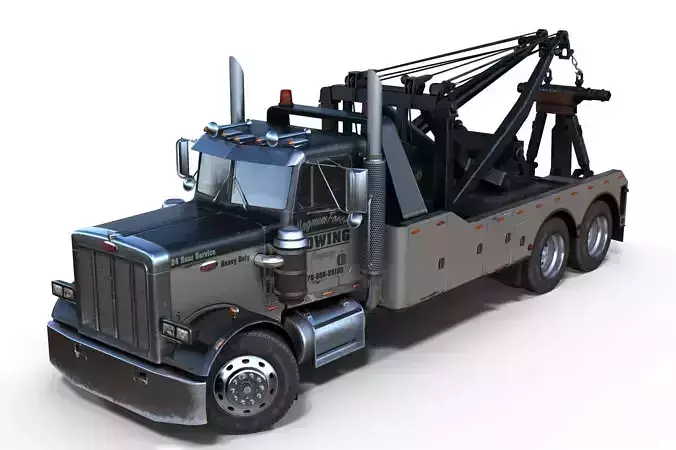 Peterbilt 359 wrecker Low-poly 3D model