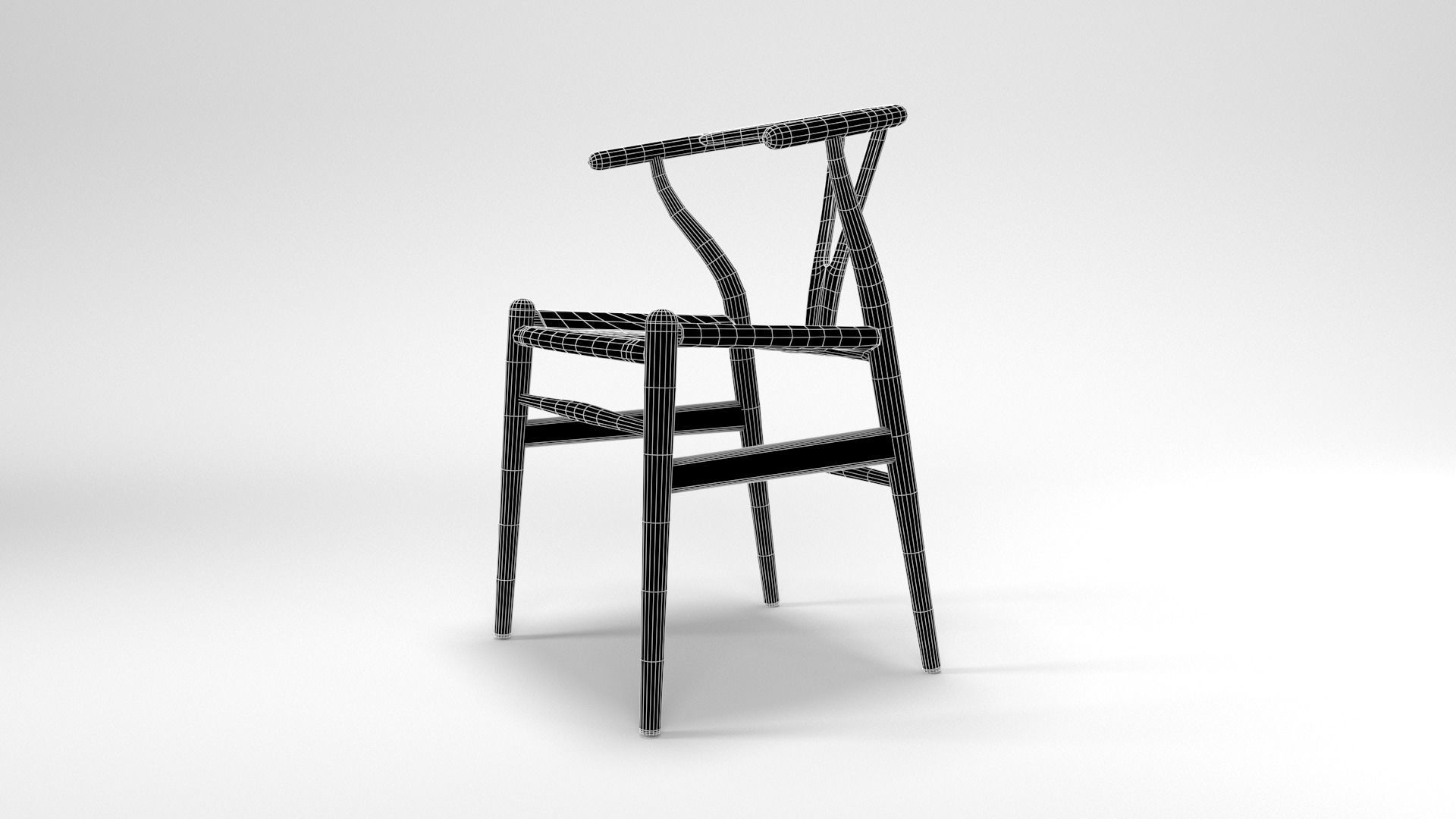Wishbone Chair Low-poly 3D model_9