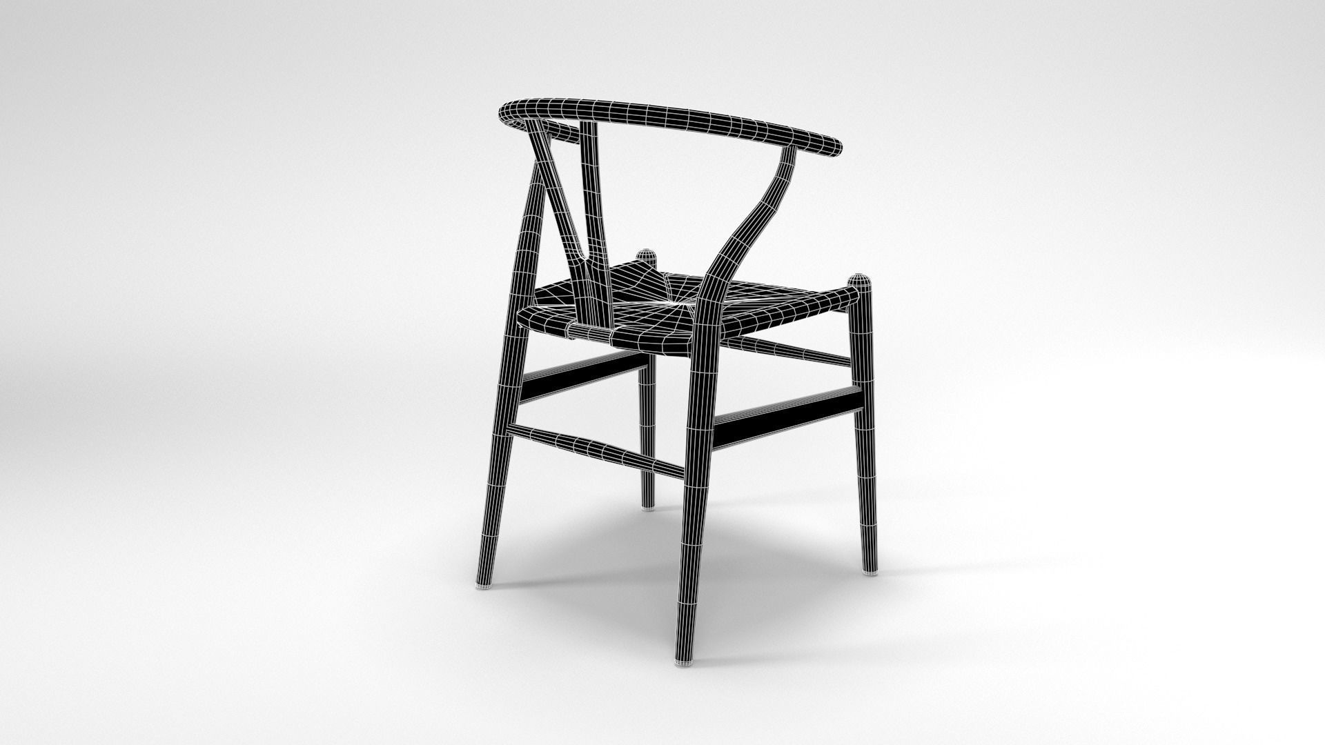 Wishbone Chair Low-poly 3D model_10