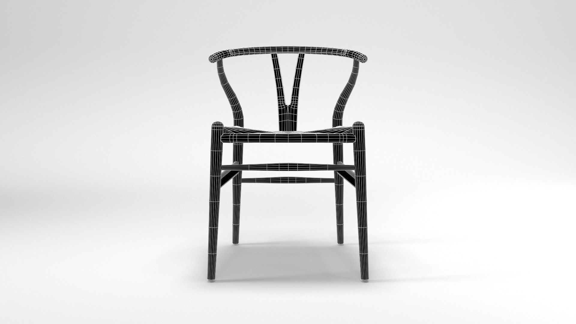 Wishbone Chair Low-poly 3D model_8