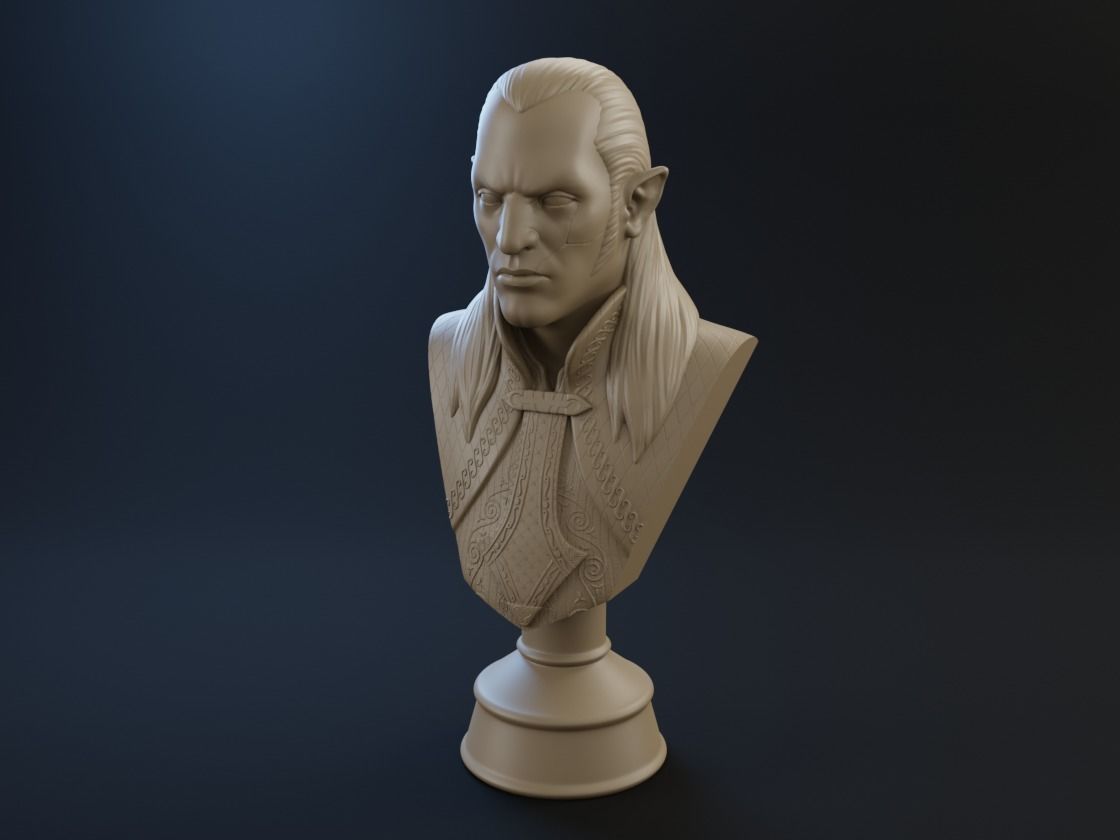 elfdark bust of lord of rings 3D print model_1