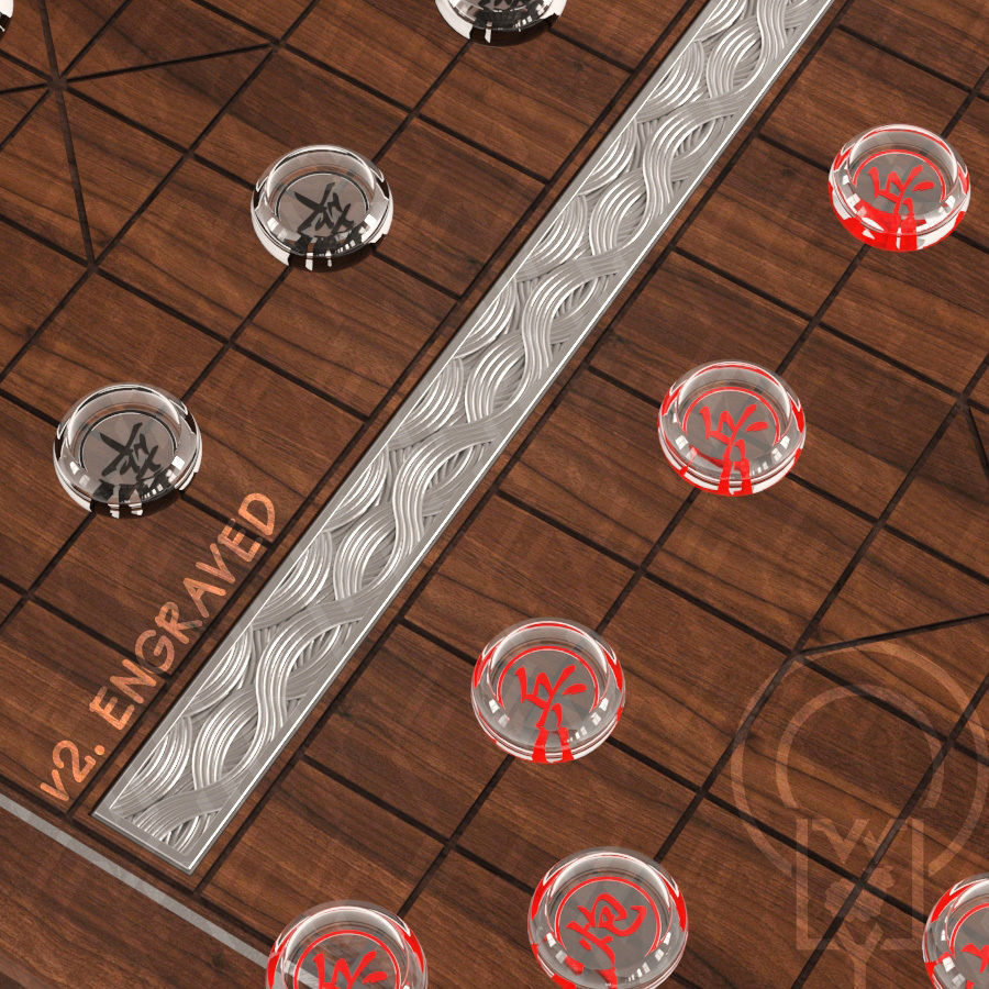 Chess Chinese XiangQi Glass Crystal MASKED and ENGRAVED 3D model_21