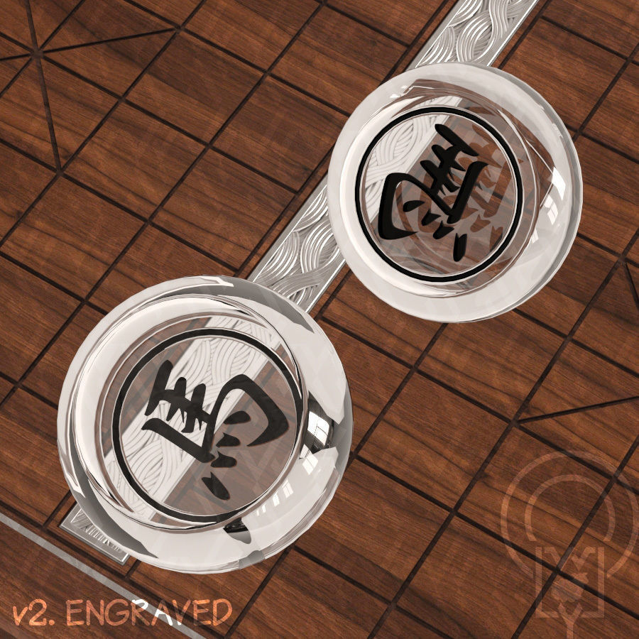Chess Chinese XiangQi Glass Crystal MASKED and ENGRAVED 3D model_24