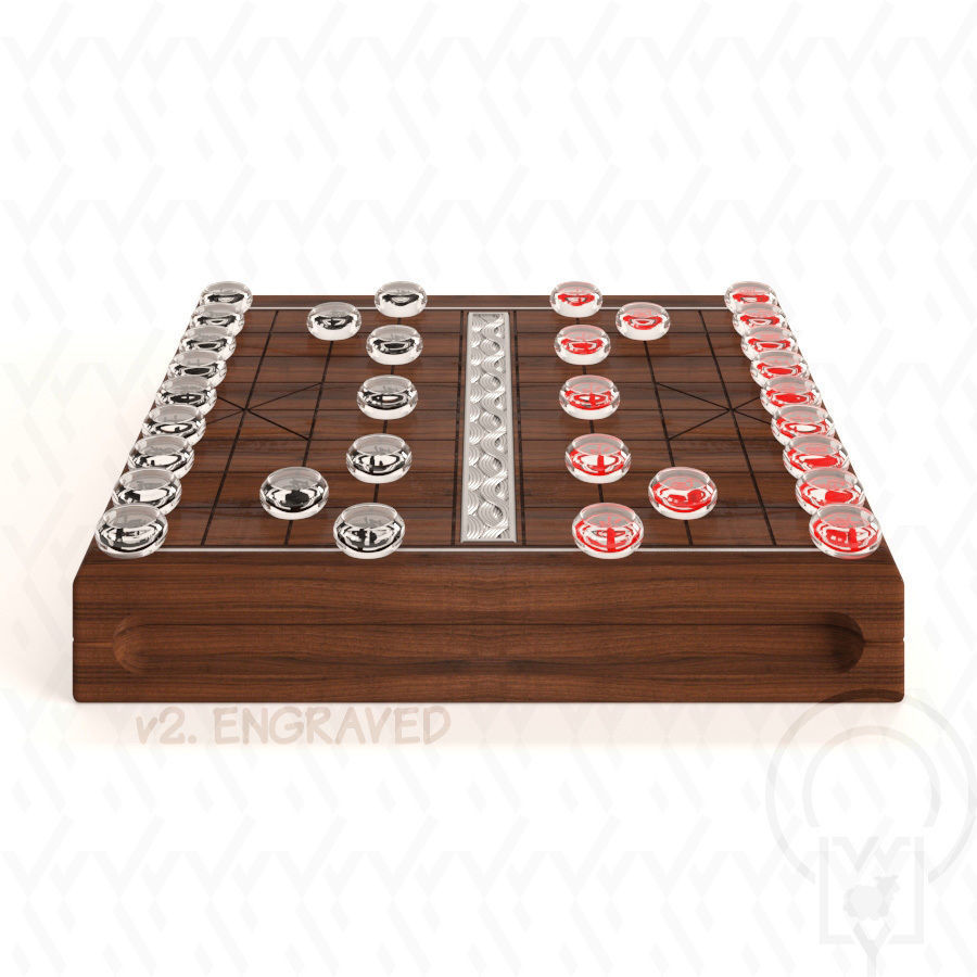 Chess Chinese XiangQi Glass Crystal MASKED and ENGRAVED 3D model_23