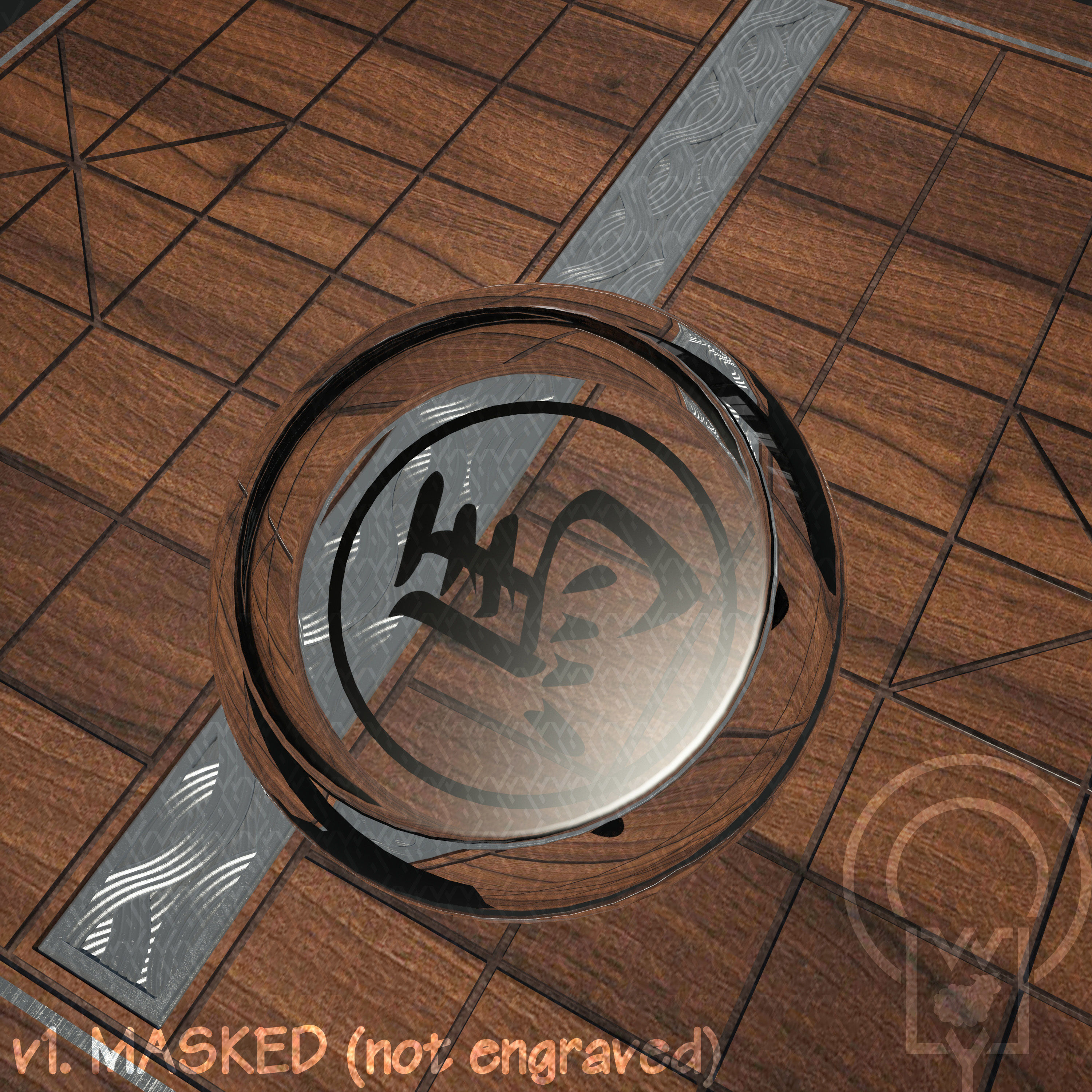 Chess Chinese XiangQi Glass Crystal MASKED and ENGRAVED 3D model_6