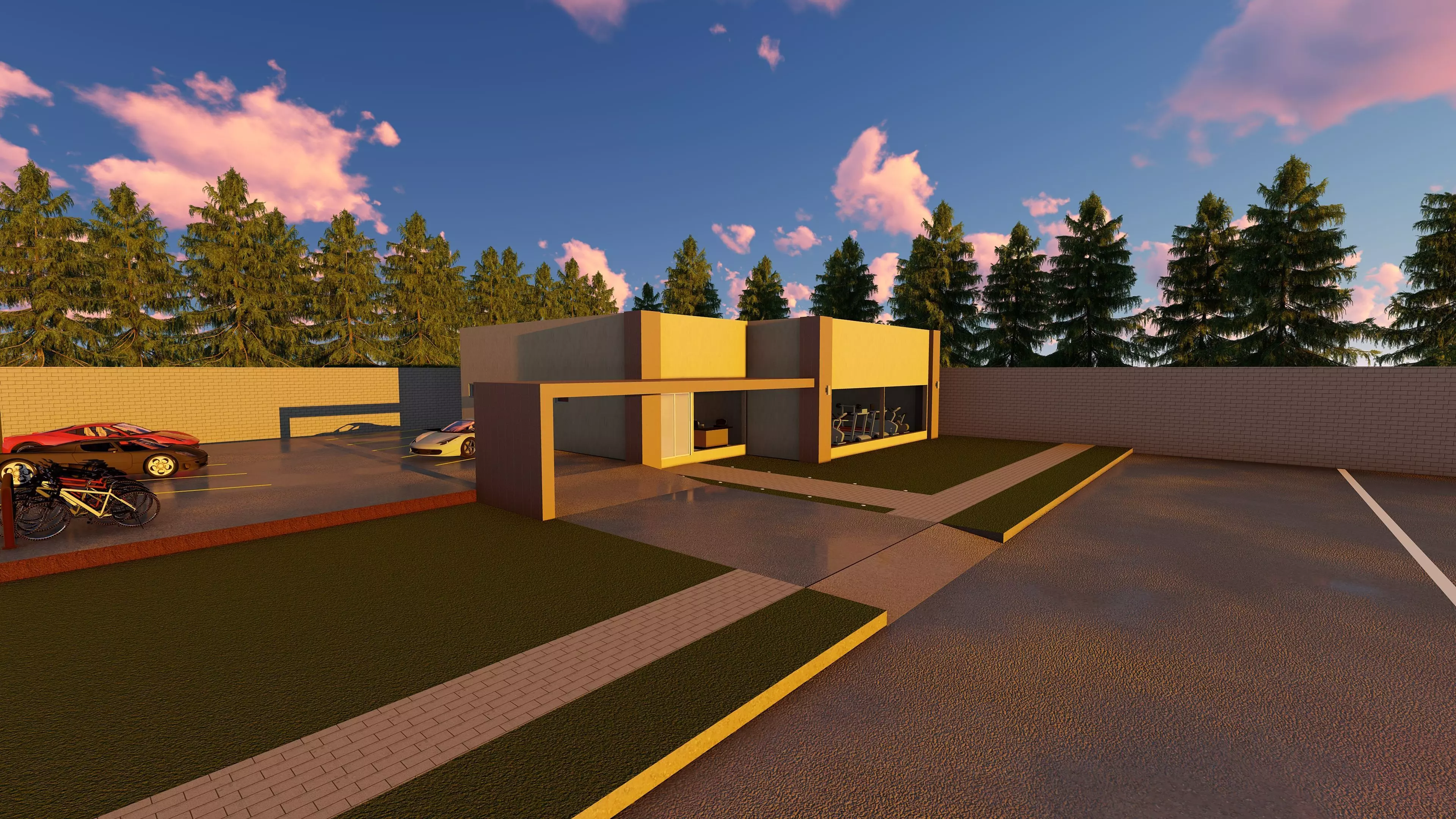 Academia fachada moderna -  Gym modern facade  REVIT NATIVE 3D model_0