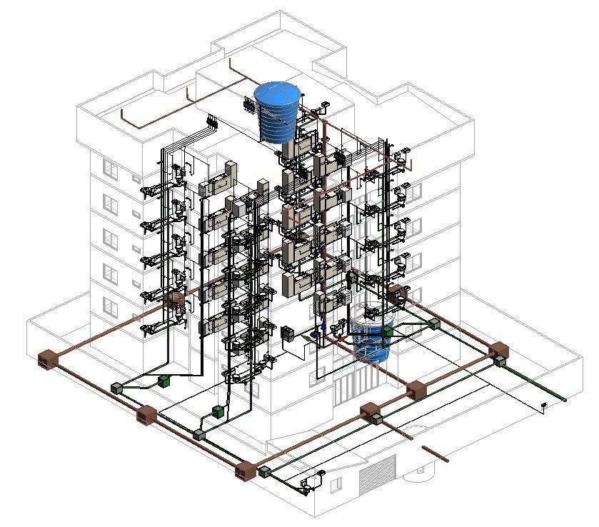 Architectural and hydrosanitary  - Arquitetura e hidros REVIT  3D model_1