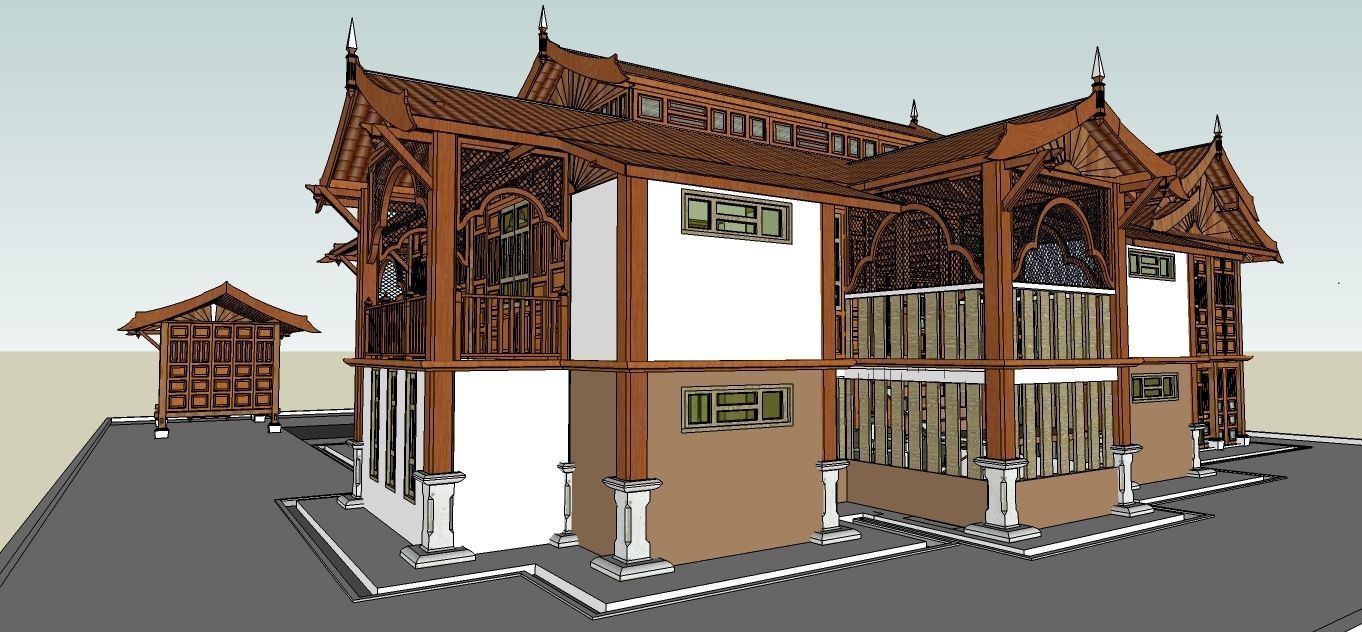 Malaysian Traditional House Design 3D model_3