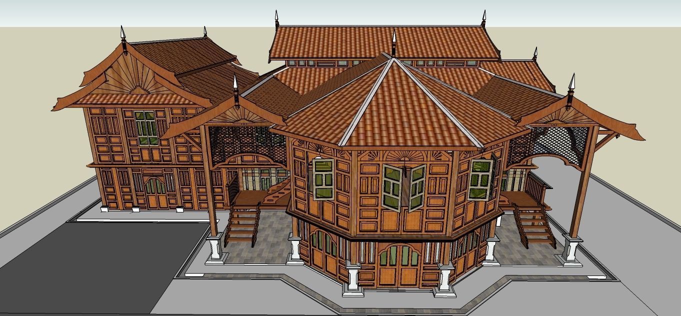 Malaysian Traditional House Design 3D model_2
