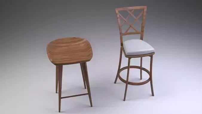 Chair and Stool unwrapped uv textured
