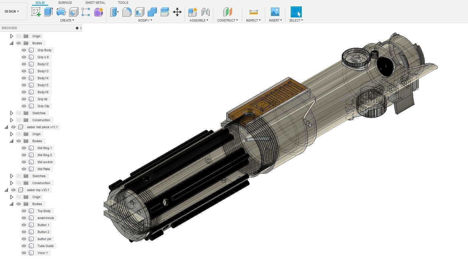 STAR WARS ROS SKY-WALKER LIGHT SABER 3D print model_4