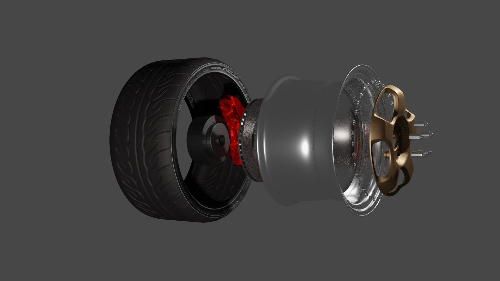 complete car wheel set work meister s1 3D model_2