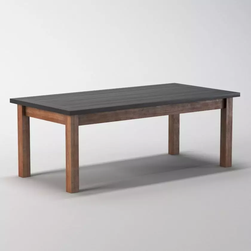 Tavolo da pranzo grande in teak XIX secolo 3D model_0