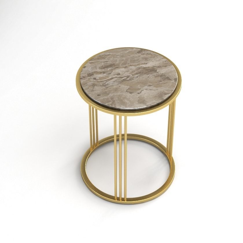 Round Pink Quartz Side Table 3D model_2