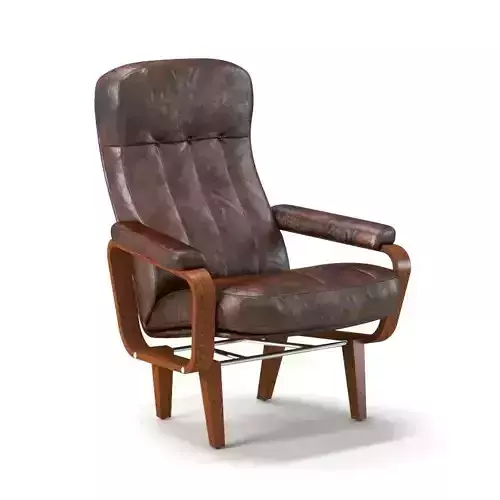 Retro Danish Leather Swivel Lounge Chair