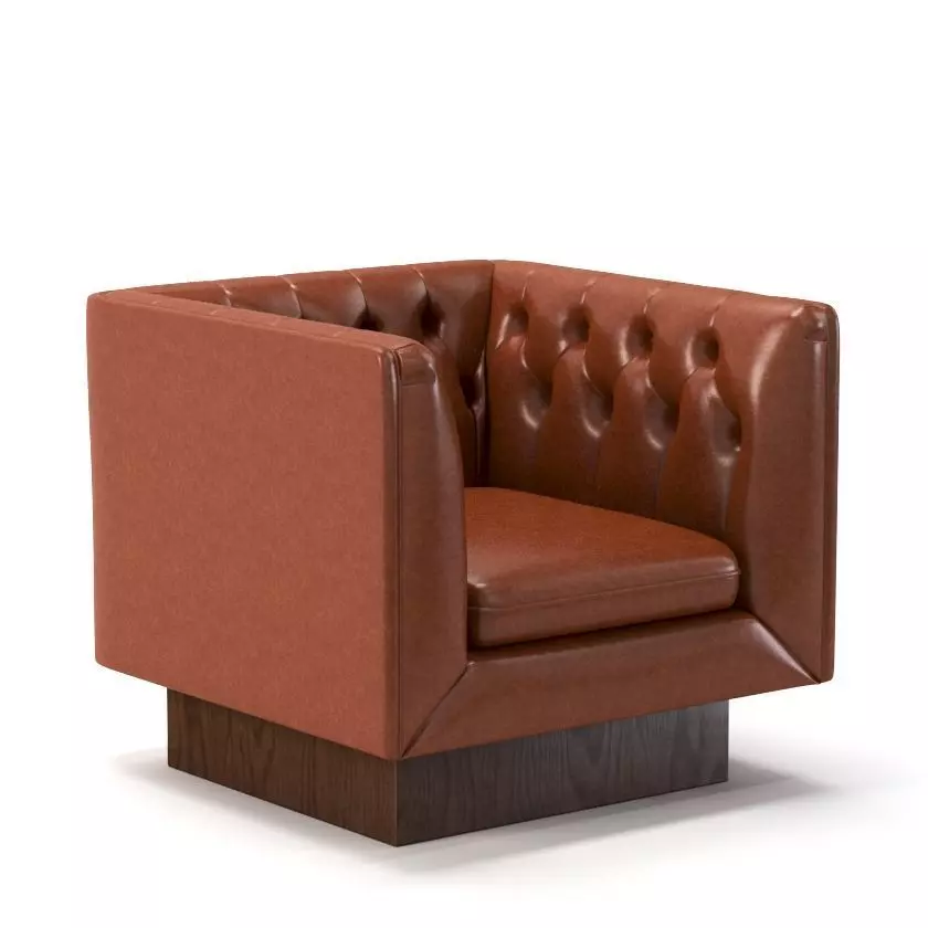 Milo Baughman Vintage Tufted Leather Lounge Chair 3D model_0
