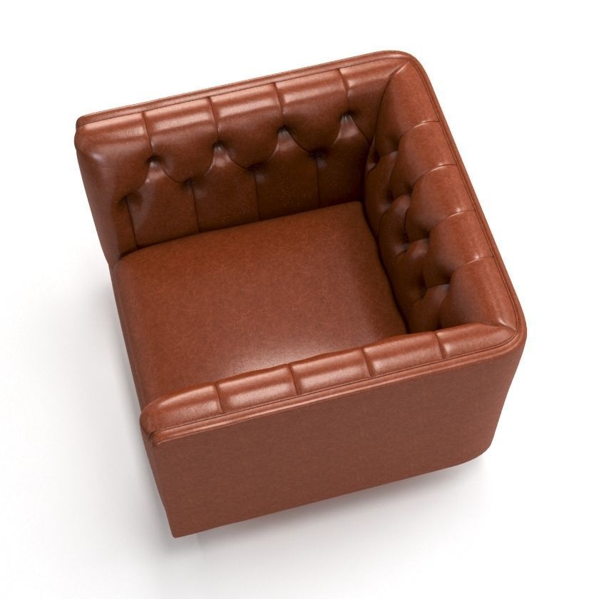 Milo Baughman Vintage Tufted Leather Lounge Chair 3D model_4