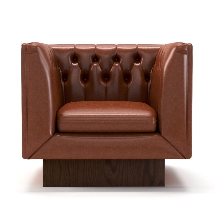 Milo Baughman Vintage Tufted Leather Lounge Chair 3D model_3