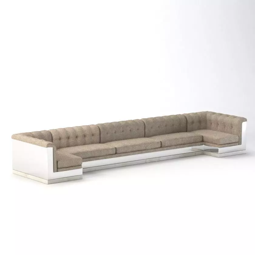 Milo Baughman Inspired Banquette Sofa 3D model_0
