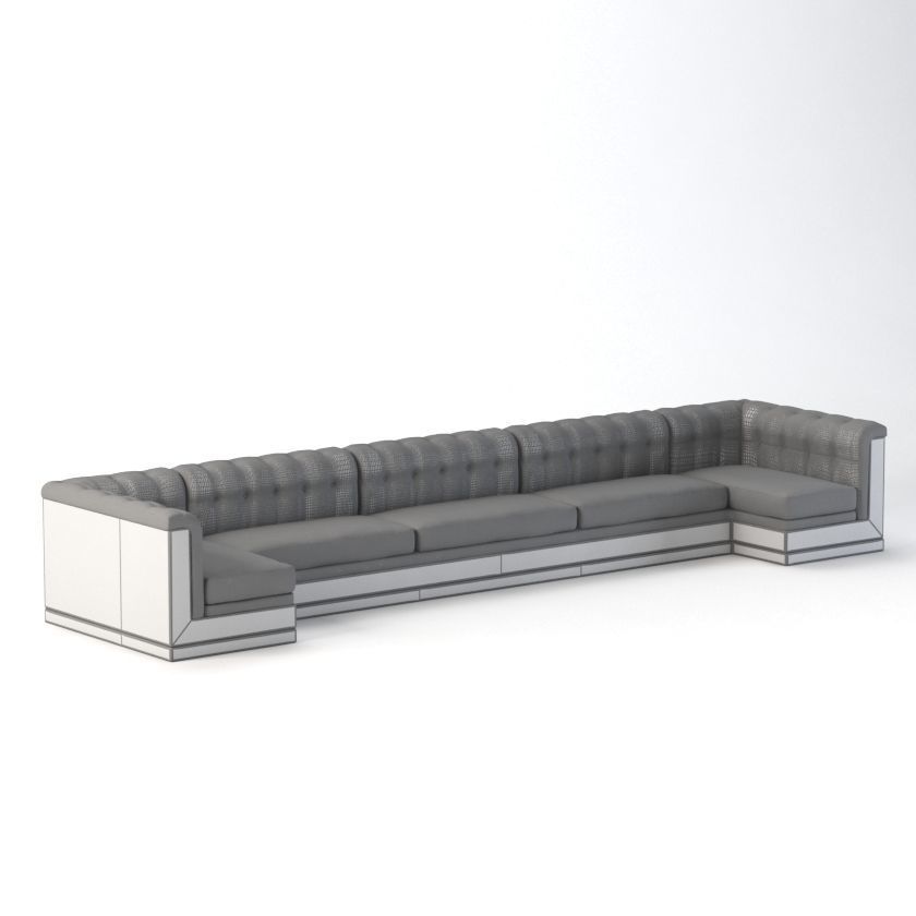 Milo Baughman Inspired Banquette Sofa 3D model_1