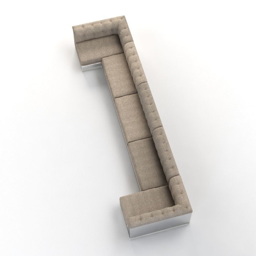 Milo Baughman Inspired Banquette Sofa 3D model_3