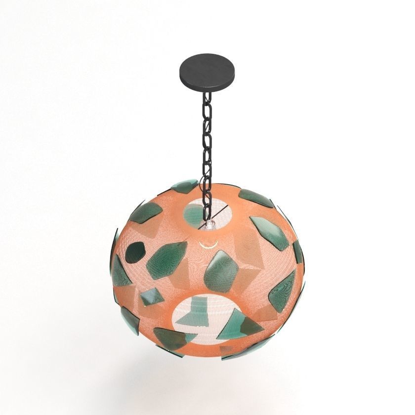 Green Swag Hanging Light 3D model_2