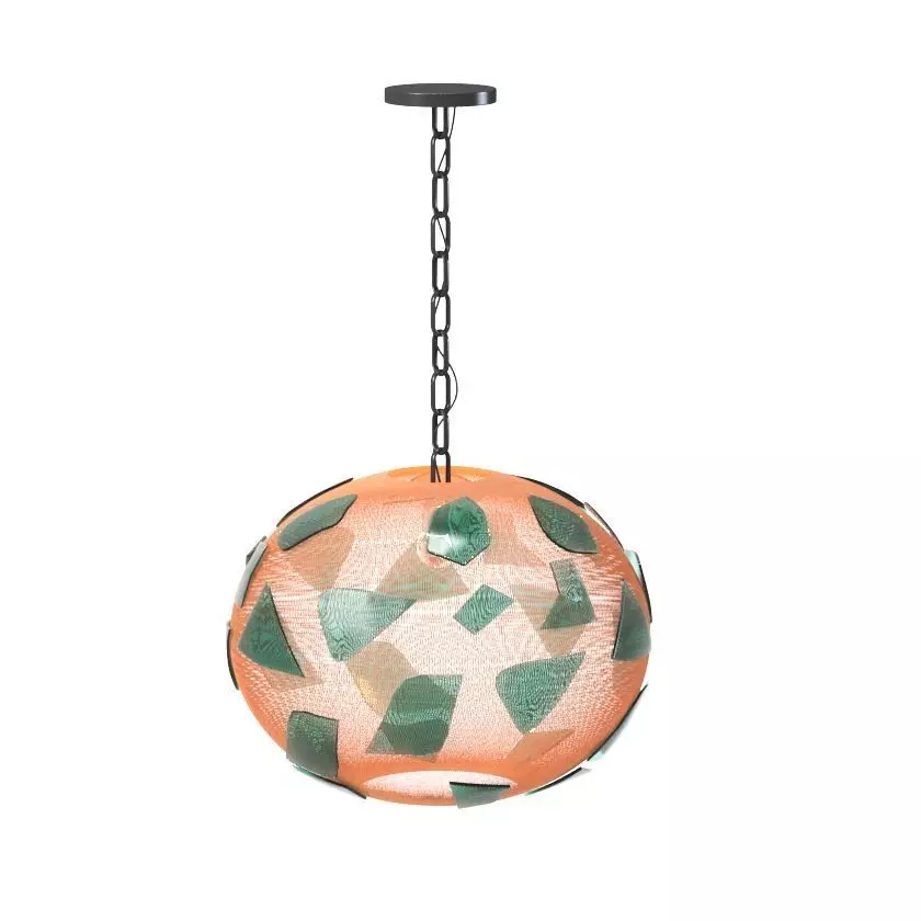 Green Swag Hanging Light 3D model_0