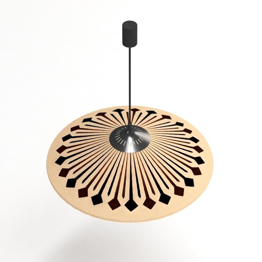 Chandelier with Brass and Teak Accent 3D model_2