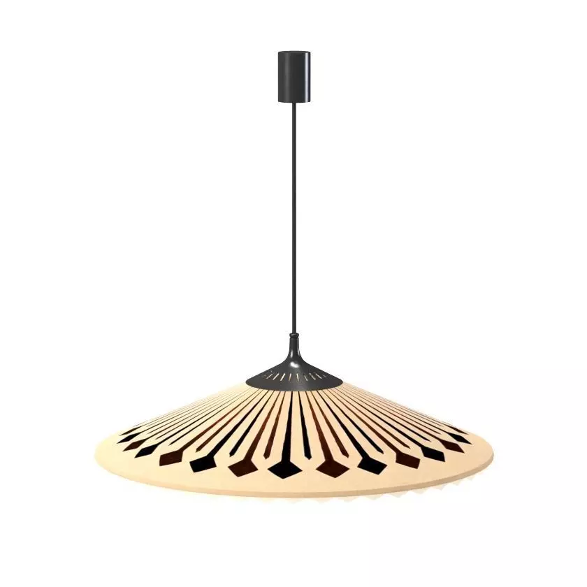 Chandelier with Brass and Teak Accent 3D model_0