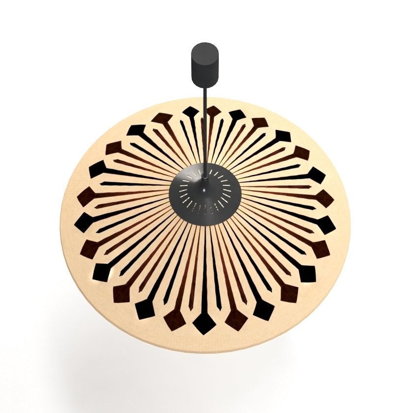 Chandelier with Brass and Teak Accent 3D model_4