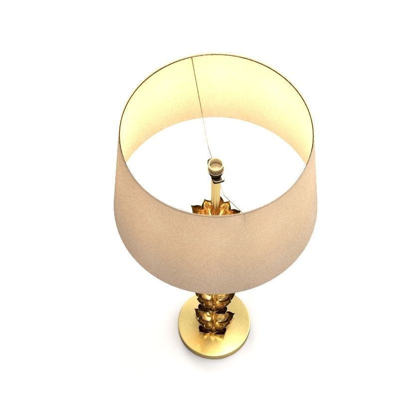 Brass Five Lotus Floor Lamp 3D model_4