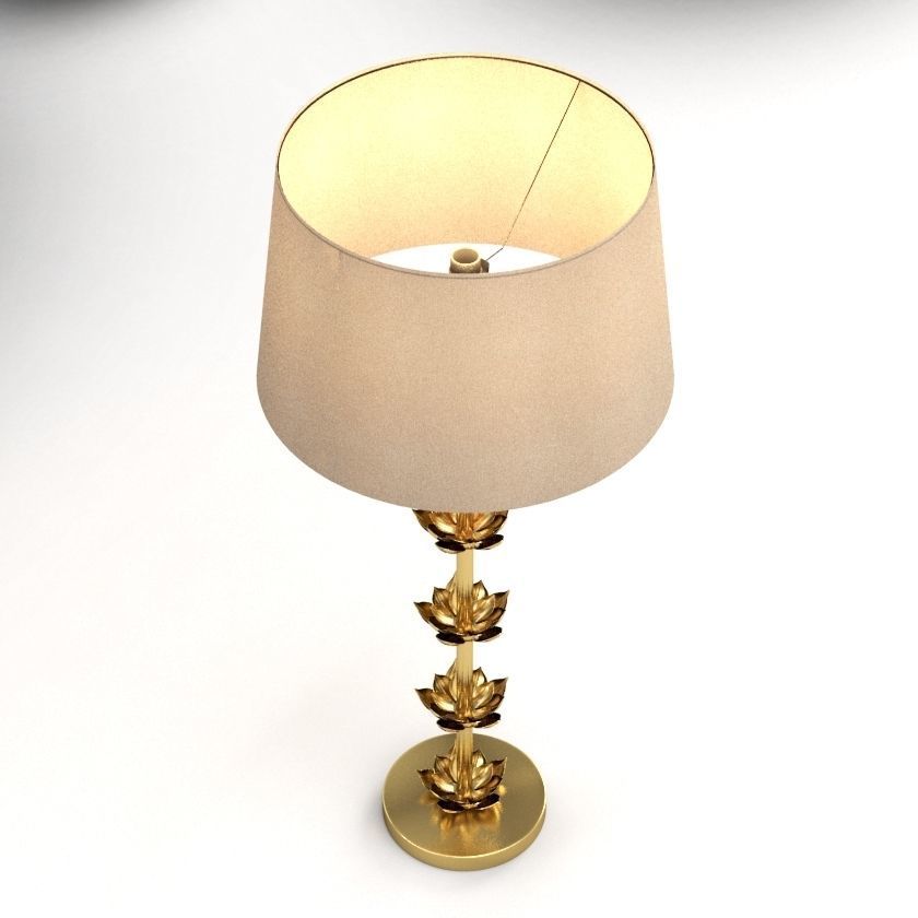 Brass Five Lotus Floor Lamp 3D model_2