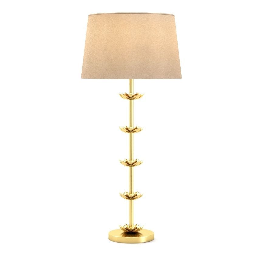 Brass Five Lotus Floor Lamp 3D model_3