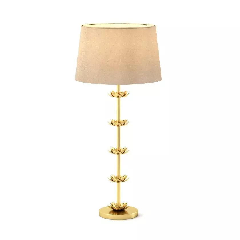 Brass Five Lotus Floor Lamp 3D model_0