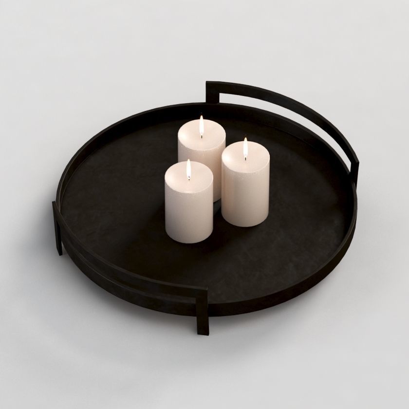 Barrett Cast Candle Trays 3D model_2