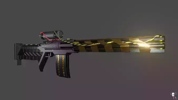 Gun Sci-Fi Plasma ShotgunRifle Low-poly 3D model