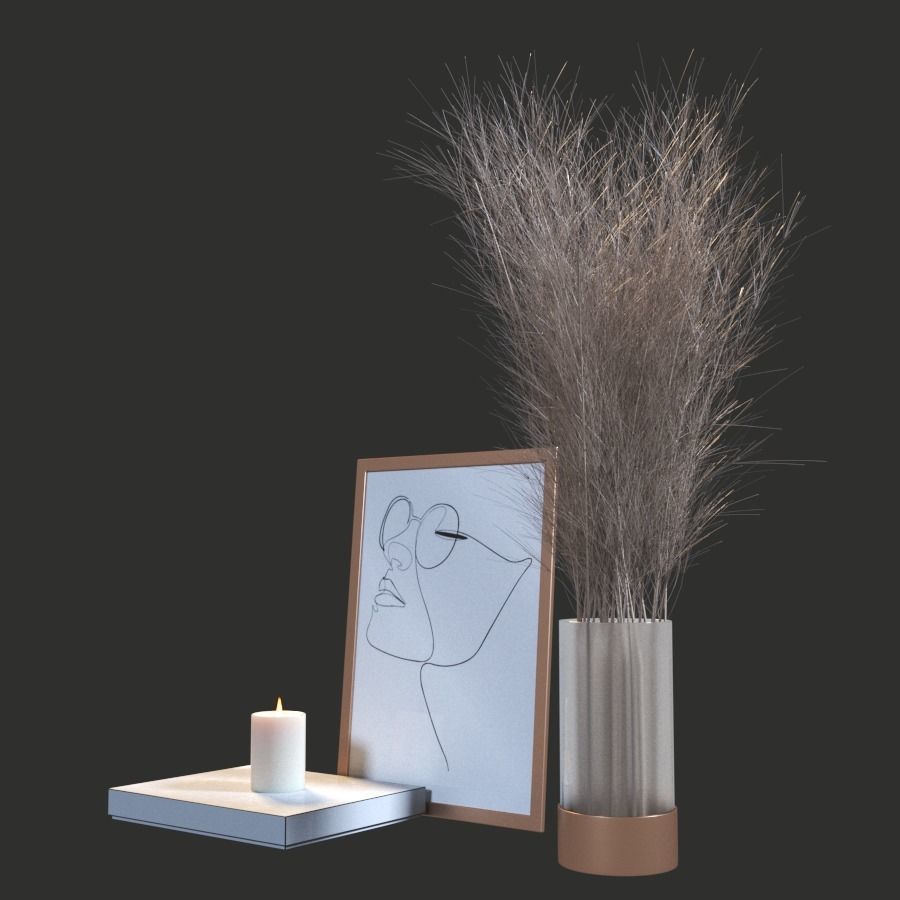 Decorative set with dry branches 3D model_1