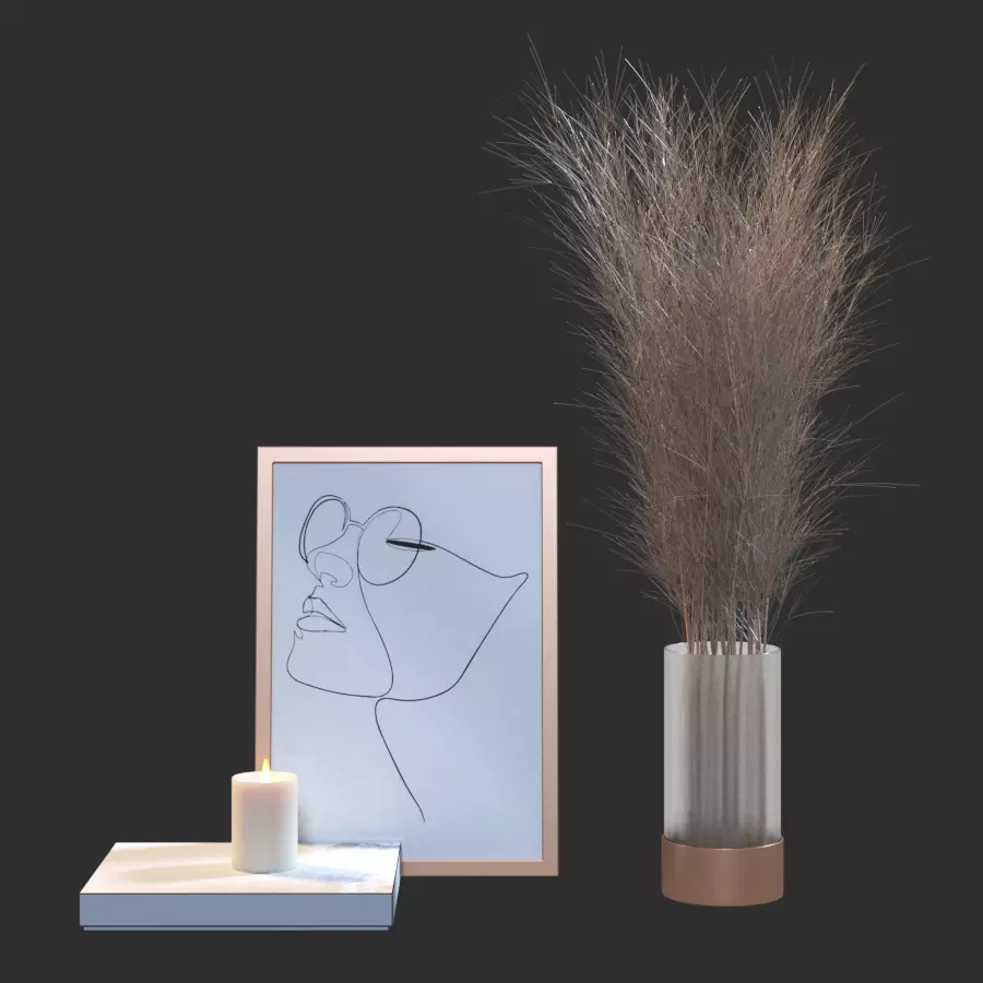 Decorative set with dry branches 3D model_0
