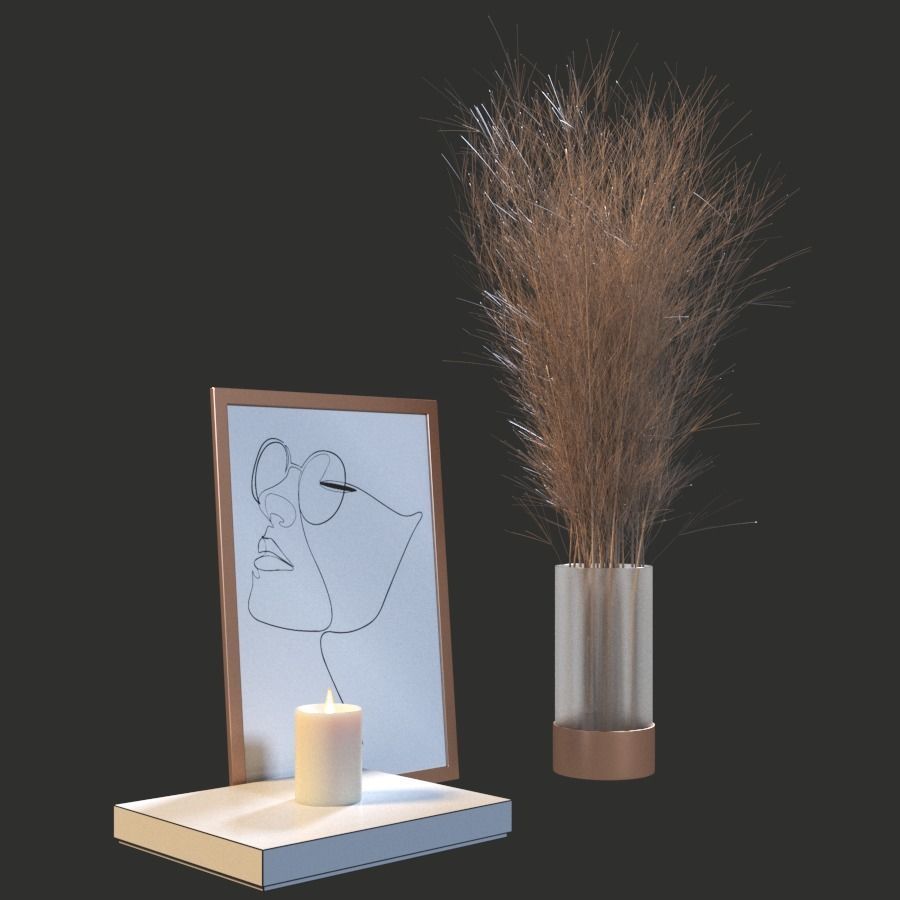 Decorative set with dry branches 3D model_3