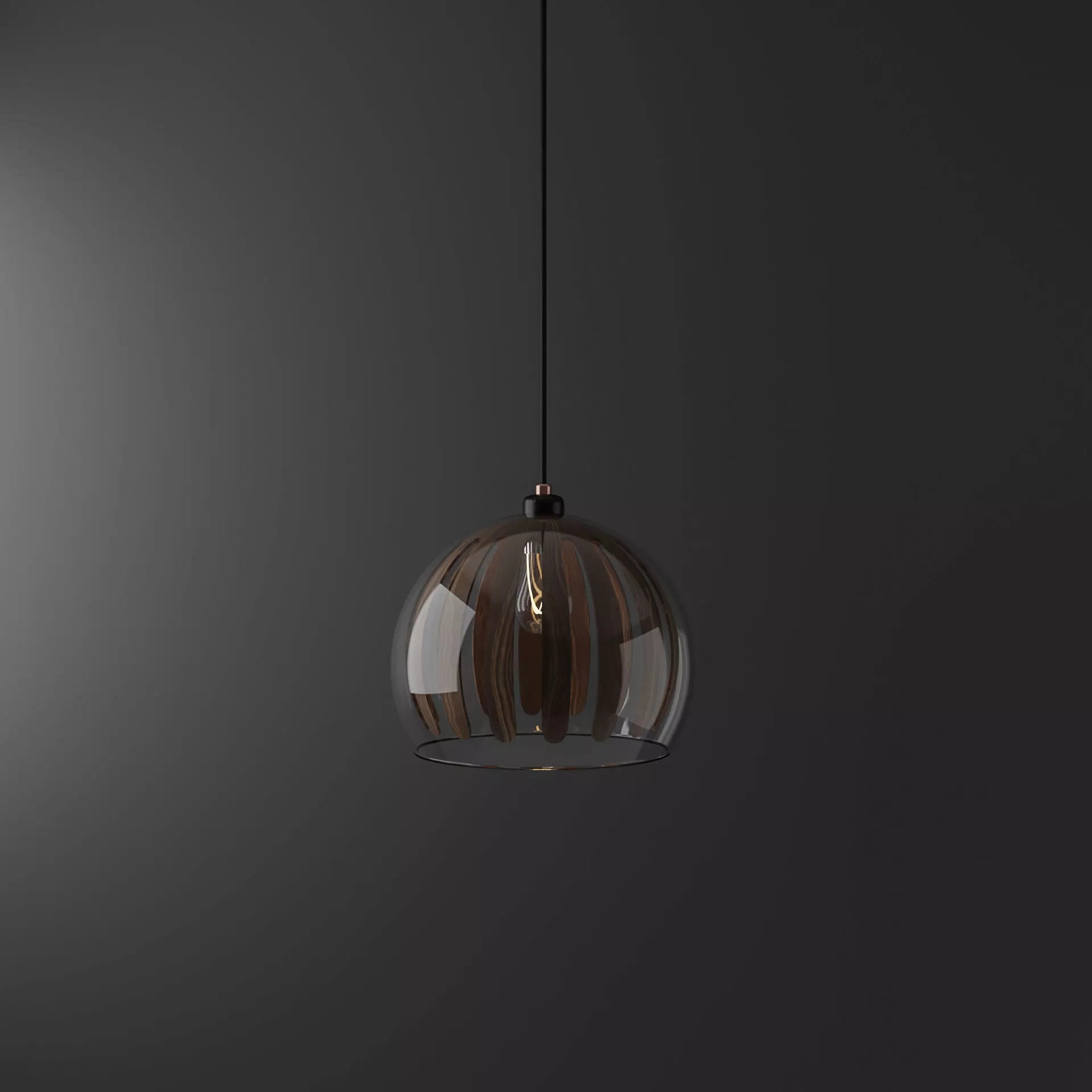 Simple Glass Lamp With Wood Details Free 3D model