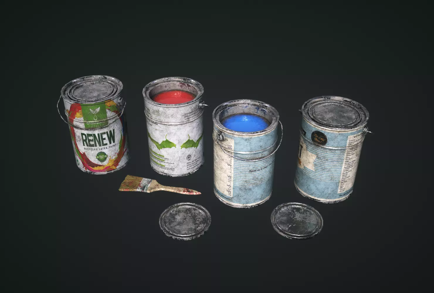 Cans Paint Low-poly 3D model_0