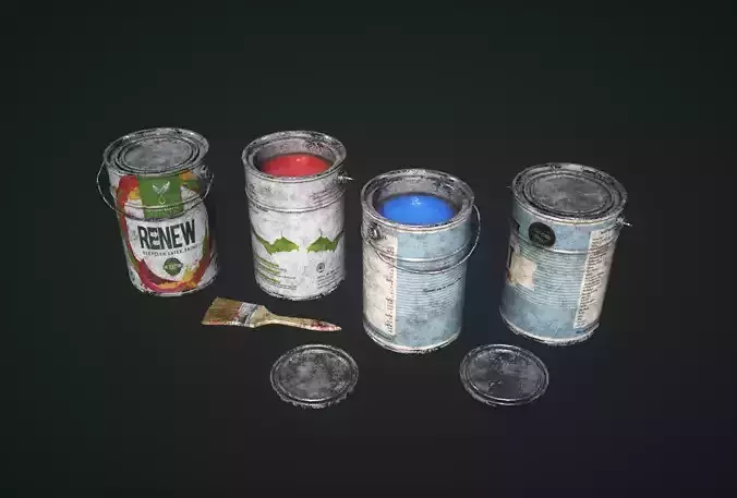 Cans Paint Low-poly 3D model