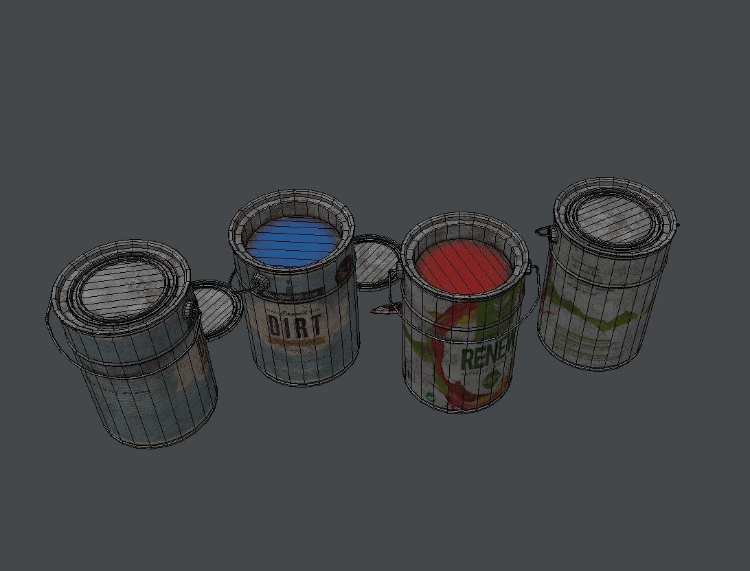 Cans Paint Low-poly 3D model_4