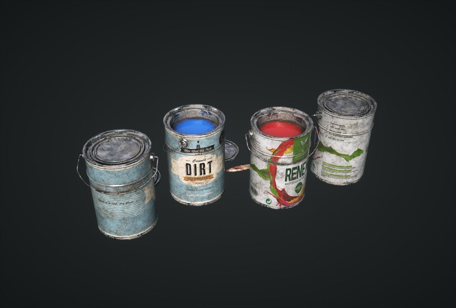 Cans Paint Low-poly 3D model_1