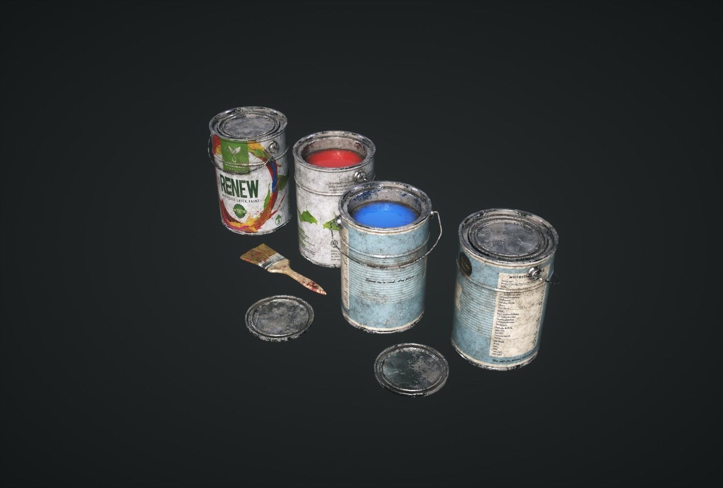 Cans Paint Low-poly 3D model_2