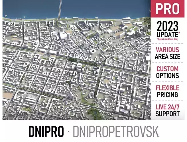 Dnipro  Low-poly 3D model