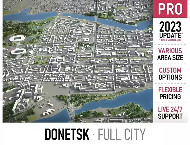 Donetsk  Low-poly 3D model