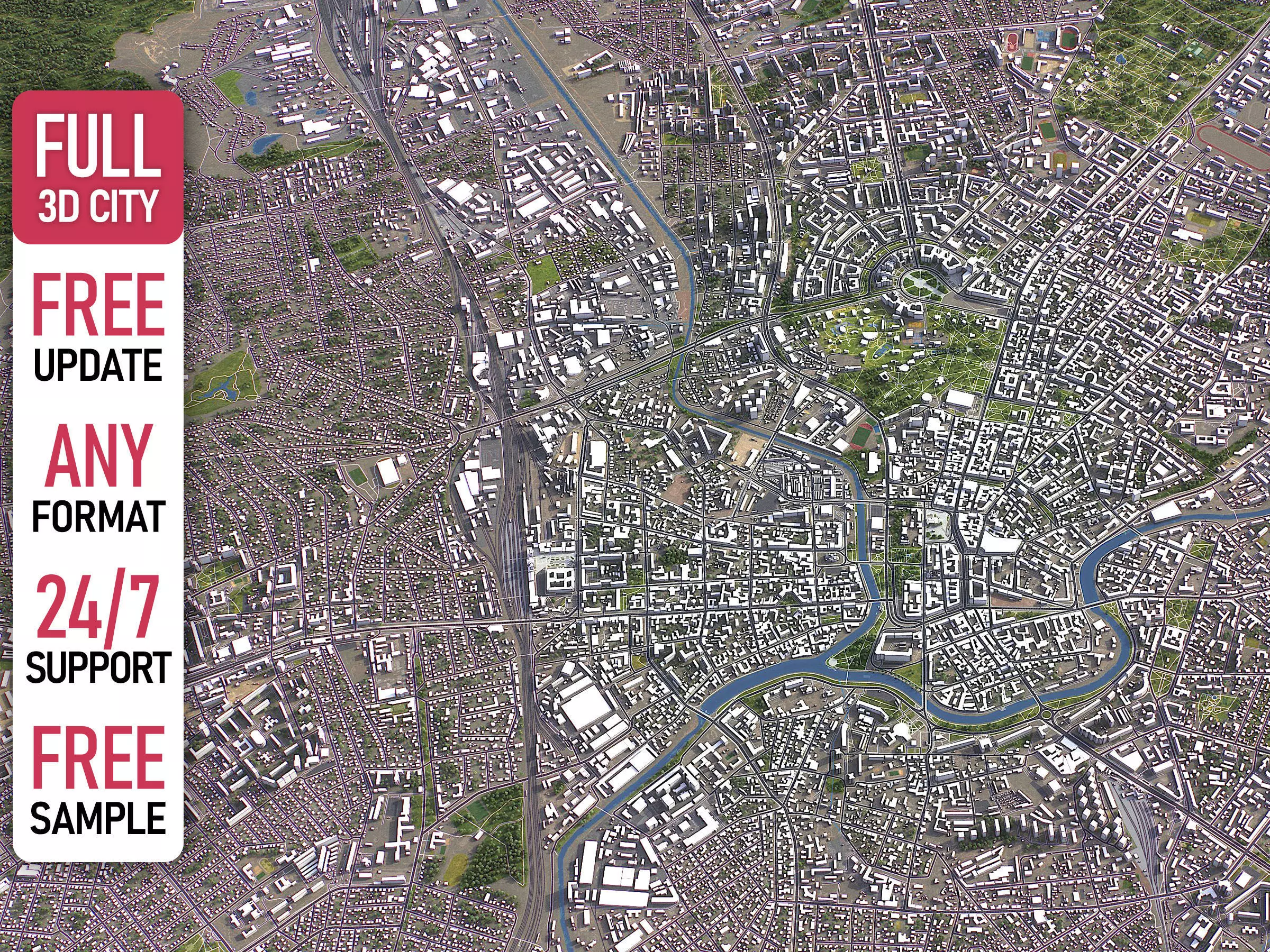 Kharkiv - 3D City Model Low-poly 3D model_0